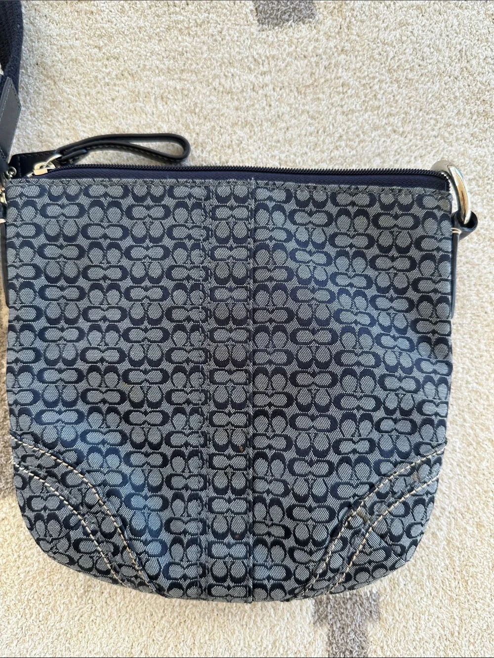 Coach Navy and Black Signature Crossbody Bag